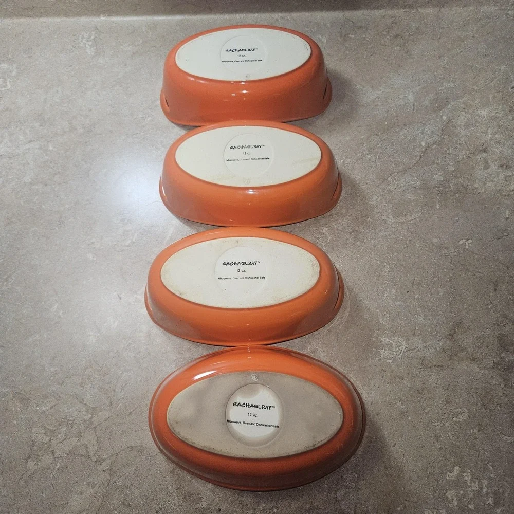 Rachael Ray Orange 12 Oz Oval Au Gratin Baking Dishes Set Of 4 Stoneware